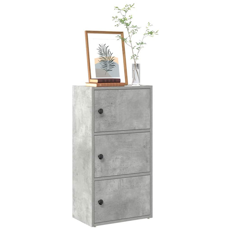 Shanetra 40cm W Bookcase, (3 Shelves) 77cmH x 40cmW x 24cmD, Concrete Grey