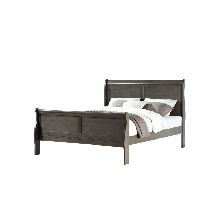 Très grand lit au fini gris foncé - Taille orientale avec un look élégant dans la chambre à coucher classique E