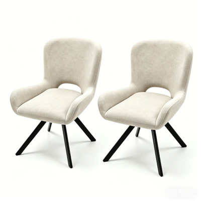 Ensemble de chaises de salle à manger en tissu, 2 chaises de salle à manger à coussin souple moderne, dossier confortable, chaise de bureau / cuisine / salon, beige