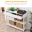 Console de couloir avec tiroir extra large, 2 tablettes ouvertes et structure en lattes de bois, blanc-118038553