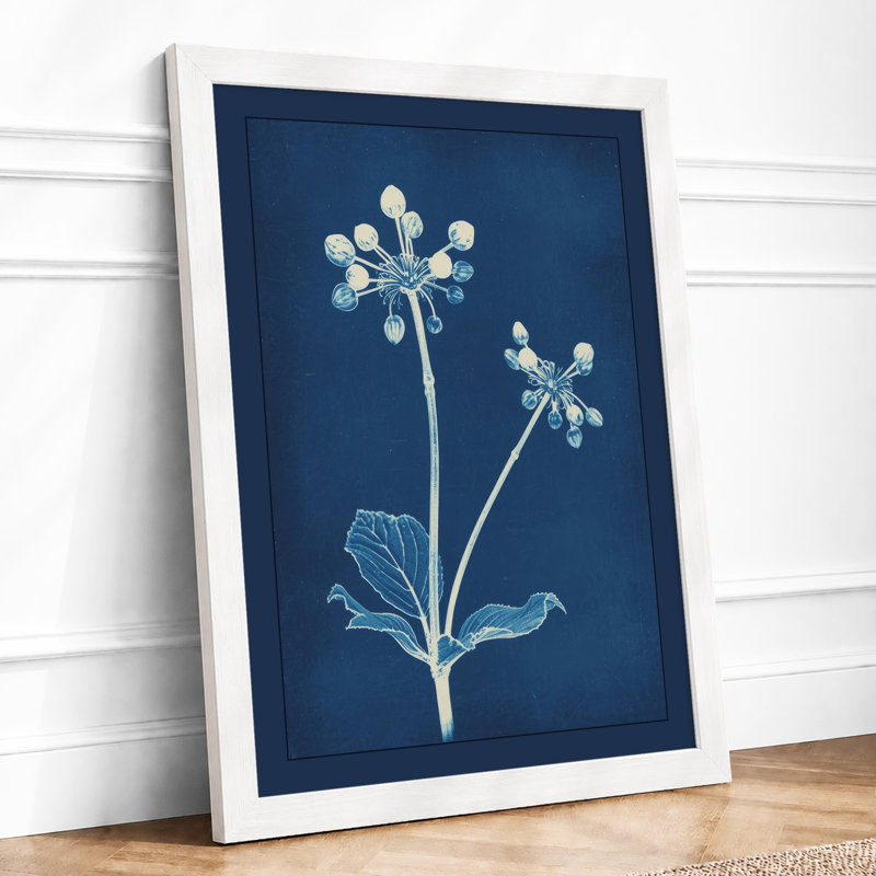 Study in Blue Botanical - Framed Print, A3 - 42.0 x 29.7 cm, White