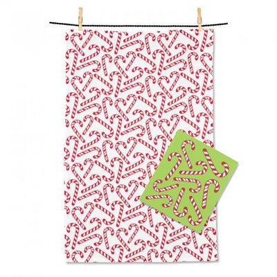 Ensemble de débarbouillettes et serviettes de cuisine Candy Canes