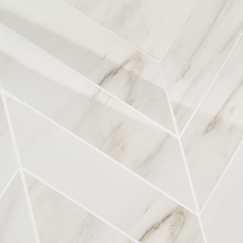 Dreamstone 2X8 Chevron Polished Porcelain Mosaic, Dolomite Snow