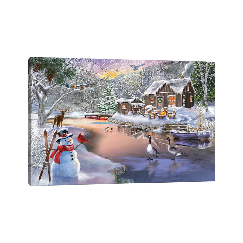 Winter Cabin II- Gallery-Wrapped Canvas Giclée, 26" H x 40" W