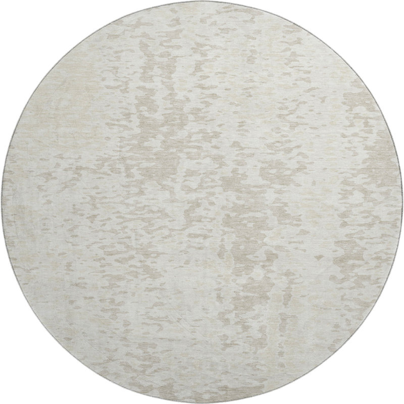 Premium Machine Washable Prisco Ivory Rug, Round 8'