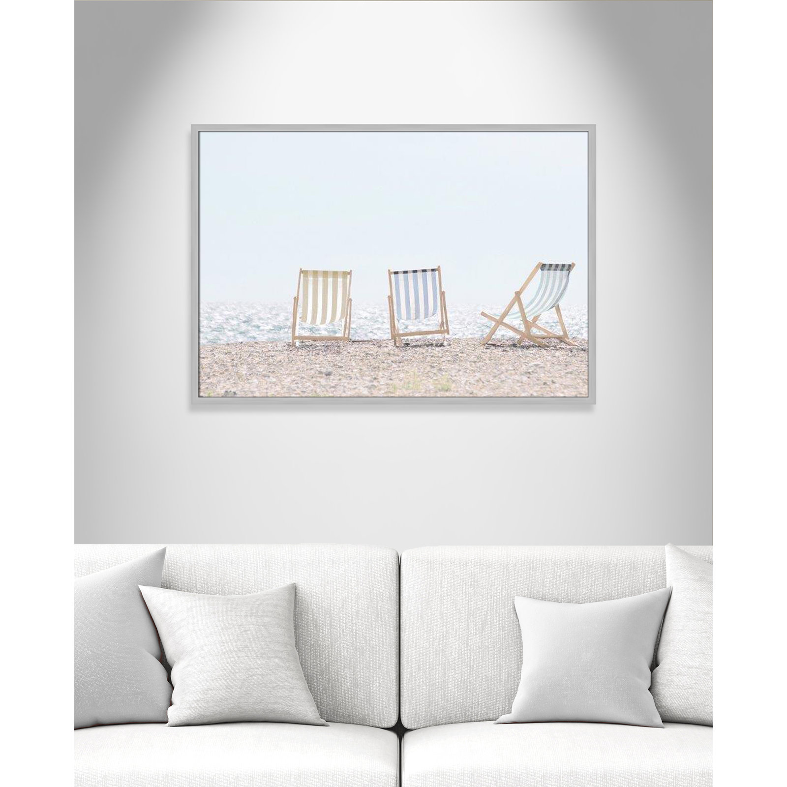 Adriatica "Beach Chairs" Print by Leah Straatsma, Matte Silver, 29.5" H x 41.5" W x 1.25" D