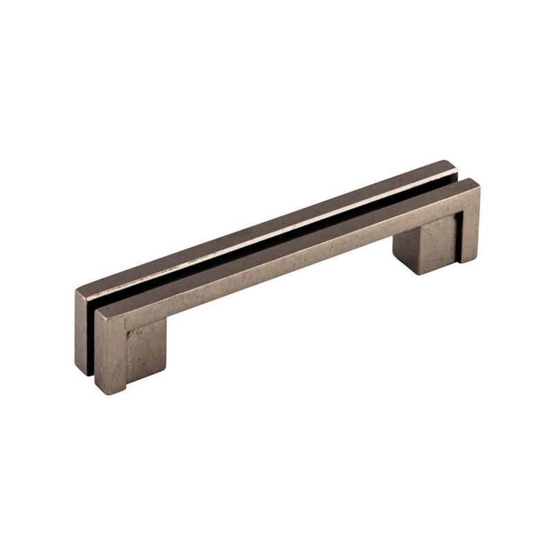 Flat Rail Bar pull, Pewter Antique, 3 1/2" Center to Center