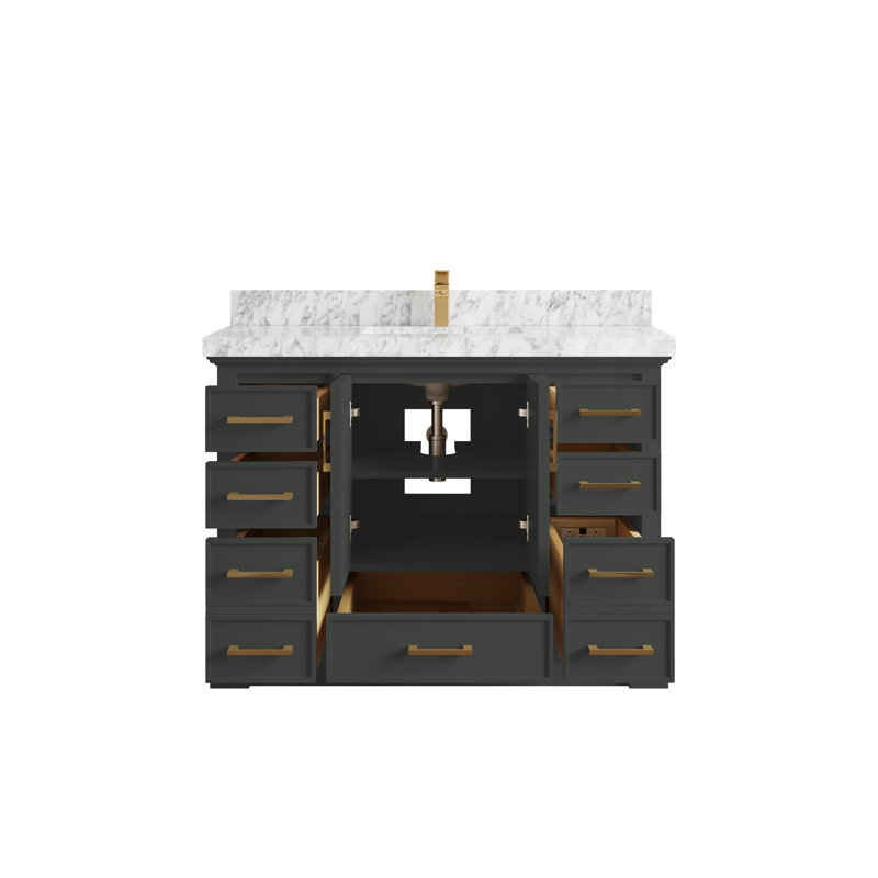 Charlotte 48'' Single Bathroom Vanity with Top, Carrara Marble