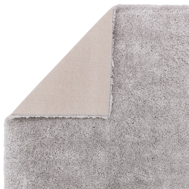 Light Grey Shaggy Plain Modern Backing Rug For Living Room Bedroom And Dining Room, Rectangle 80 x 150cm, Chenille/Cotton