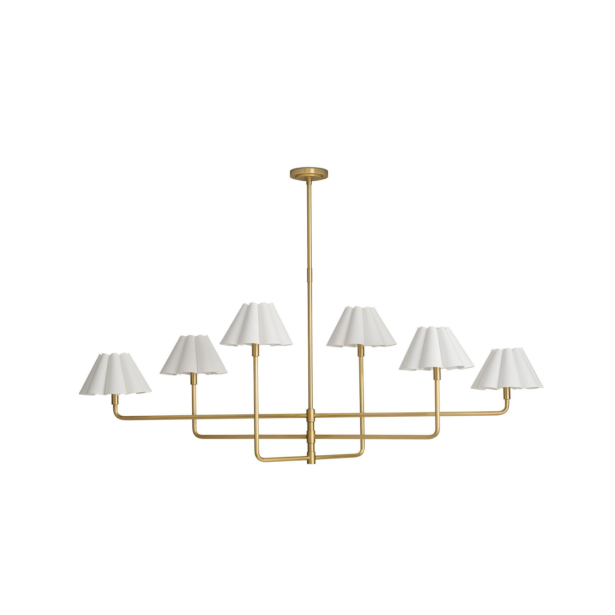 Polly Chandelier, Natural Brass, White