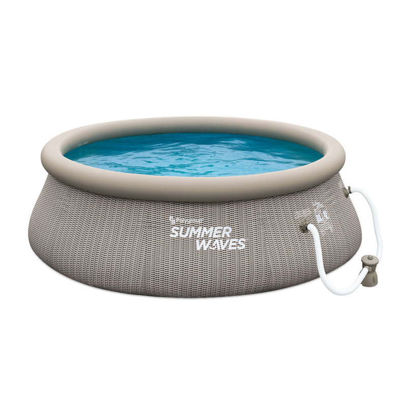 Summer Waves Round Inflatable Pool 36 H x 120 W x 120 L , with Pump Included, Light Gray