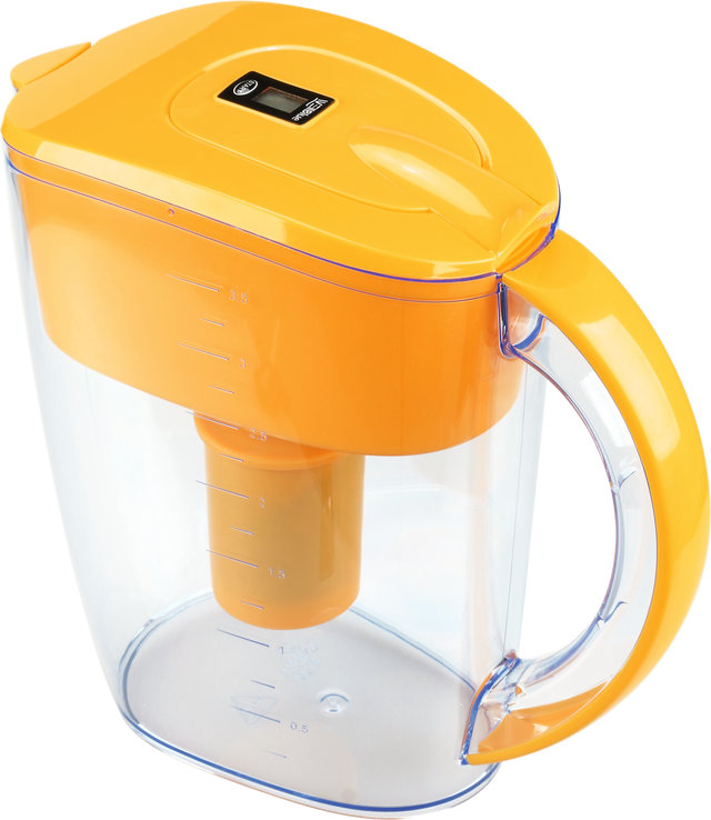 Blue Water Pitcher With Filter, Yellow