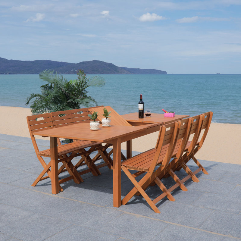 Upper Stanton Rectangular Eucalyptus Extendable Outdoor Dining Table , in. W 35.4'' in. D