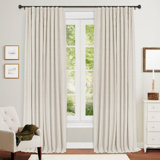 100% Blackout Curtains Linen Textured Solid Thermal Insulated Curtains & Drapes For Living Room Bedroom (50" Wide, Set Of 2)