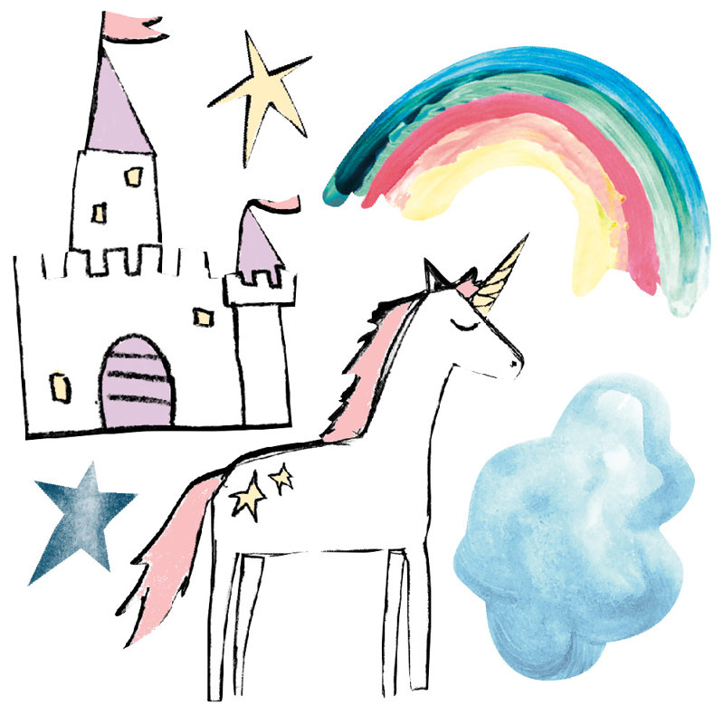 Décalcomanies murales amovibles Rainbows & Unicorns