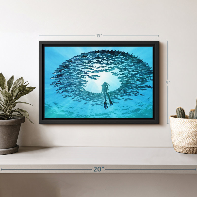 Diving With Fishes Canvas Print, 9" H x 13" W