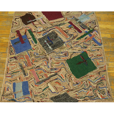Antique American Hooked Rug American Multicolor 1930s