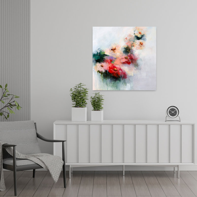 Fleurs abstraites de May, art contemporain, H 24 po x l 24 po