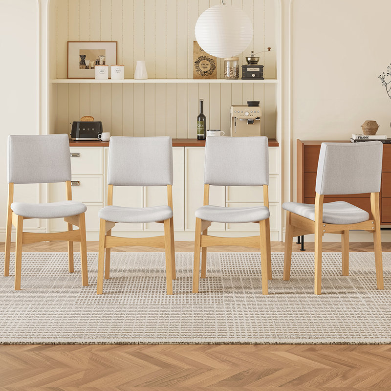 Ensemble de 2 chaises de salle à manger rembourrées empilables, 2, Naturel
