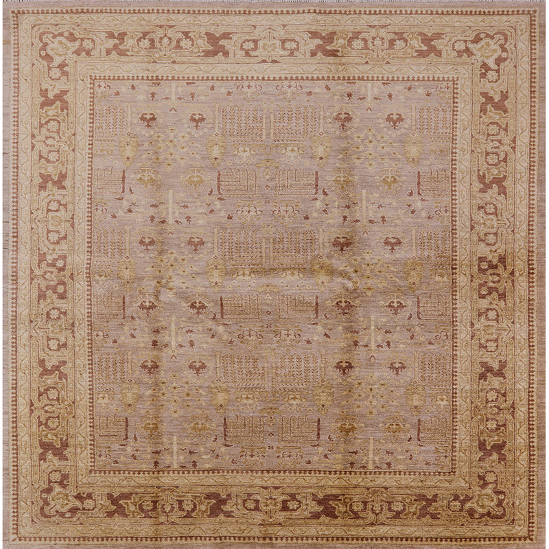Tapis oriental brun / beige, Carré 6 pi