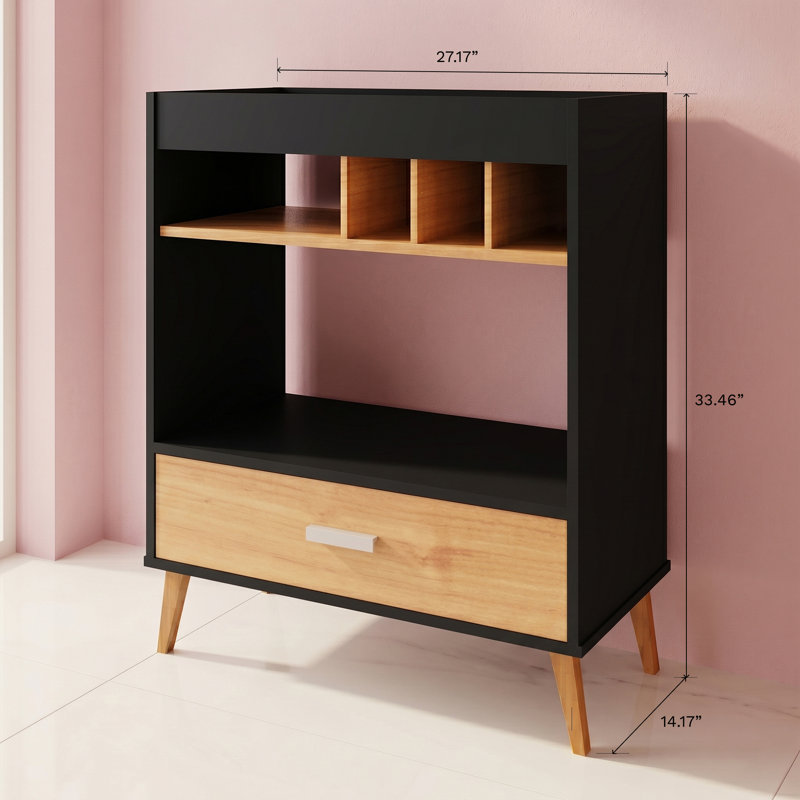 Armoire à vin avec tiroir et étagères ouvertes Boahaus Dublin, Noir