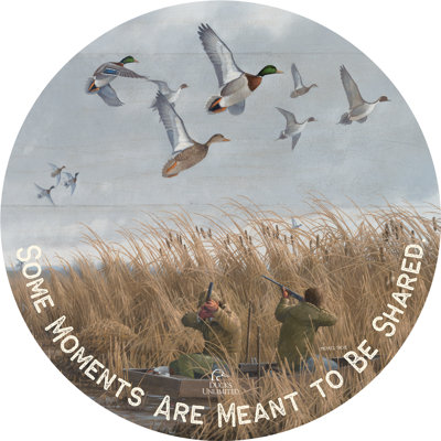 Canards colverts et canards pilets, panneau rond de 53 cm, « Certains moments sont faits pour être partagés »