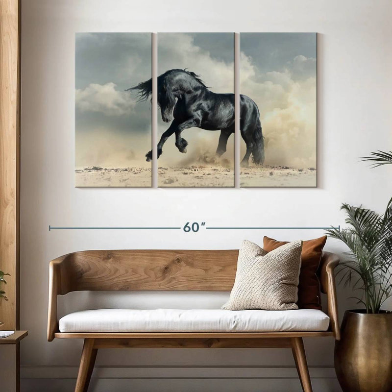 Brampt Powerful Black Stallion, 32" H x 50" W
