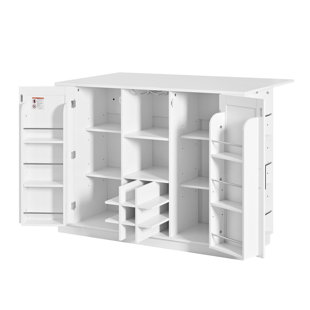 47.2" Kitchen Island with Drop Leaf & Power Outlet