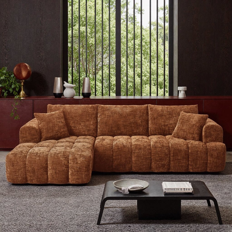 Canapé modulaire surdimensionné en L 108 po Chenille, Orange