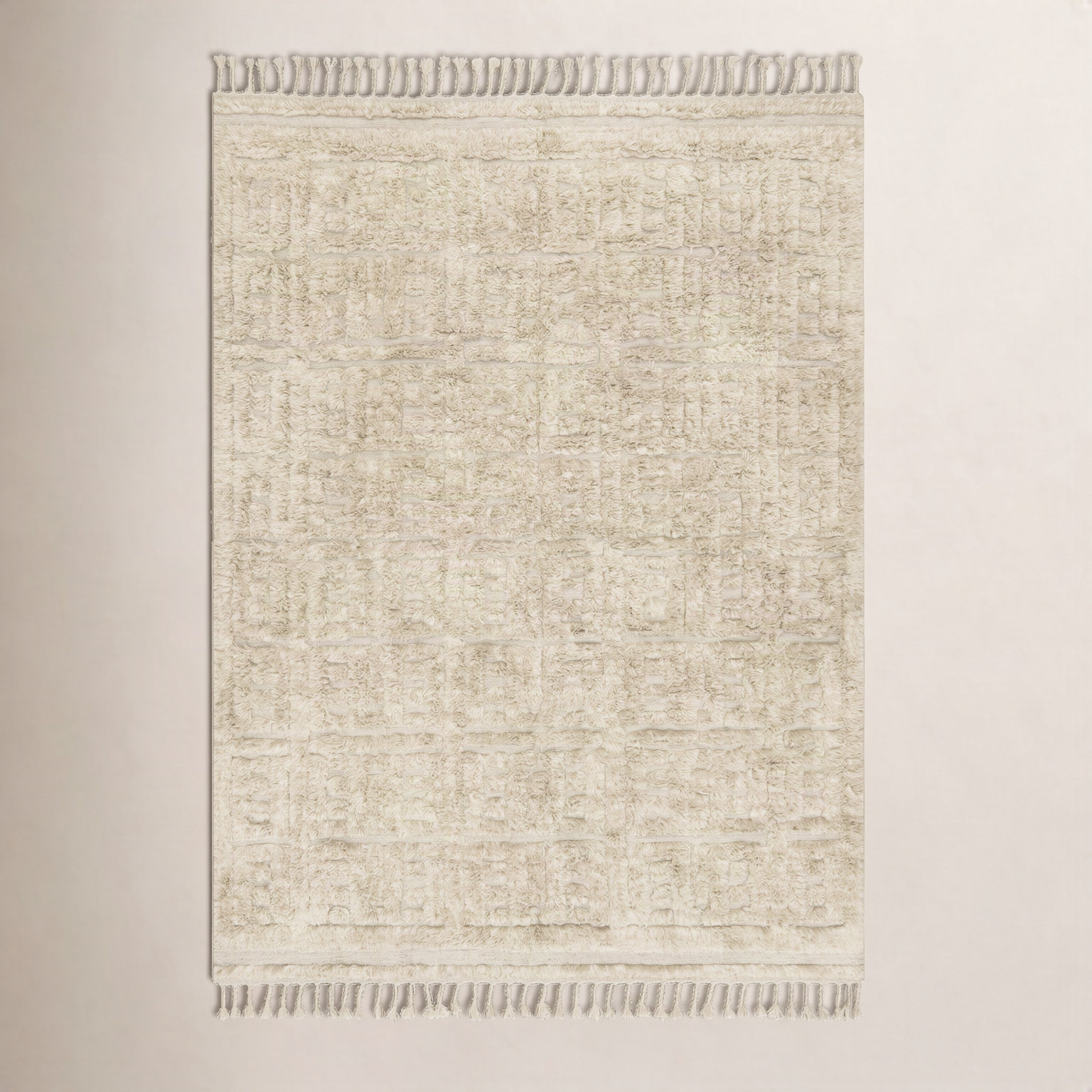 Michaela Beige Hand-Knotted Geometric Rug, Rectangle 9'6" x 13'6"