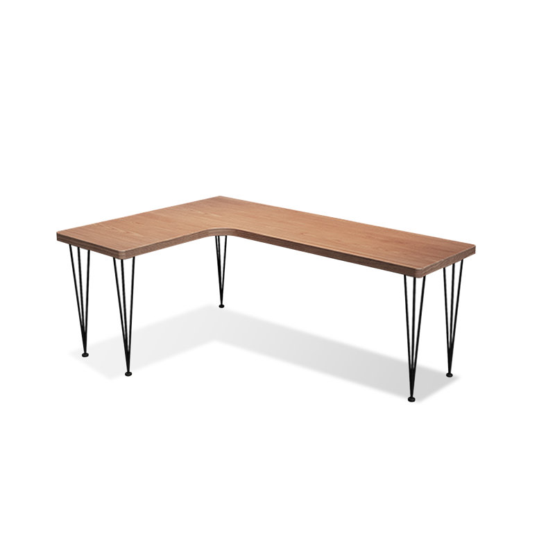 Bureau rectangulaire brun et noir en bois massif et fer, H 29,53 po x l 78,74 po x P 47,24 po, Retour à gauche