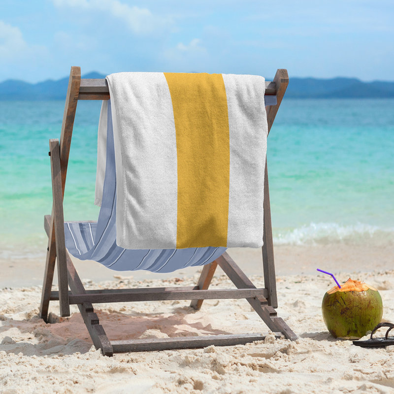 Boston Lightweight Beach Towel, White/Yellow/White, Poly/Cotton