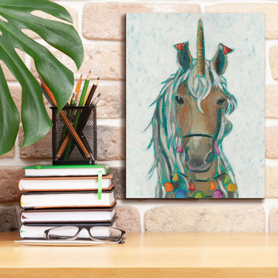 Toile épique Graffiti «Fiesta Unicorn 2» par Chariklia Zarris, 12 po x 16 po