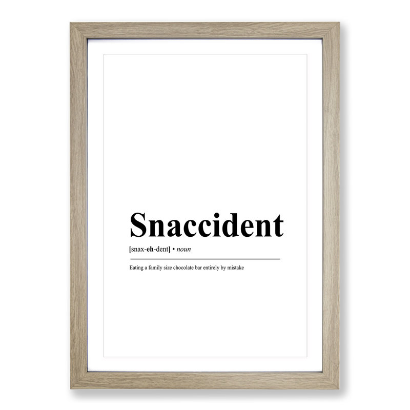 Snaccident - Single Picture Frame Print on Wood, 36cm H x 27cm W x 2cm D, Oak Framed