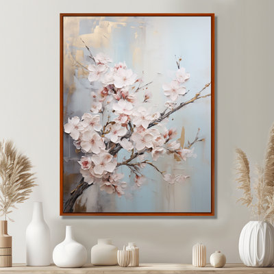 Minimalism Beige Cherry Blossom I - Cherry Blossom Framed Canvas Print
