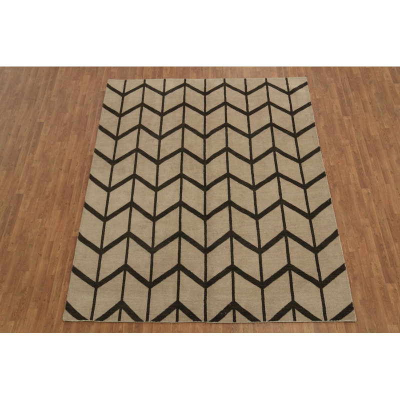 Beige Geometric Chevron Modern Area Rug 8x10
