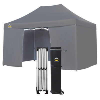 Commercial 15 Ft. W x 10 Ft. D Heavy Duty Pop Up Canopy Tent with 4 Sidewalls White