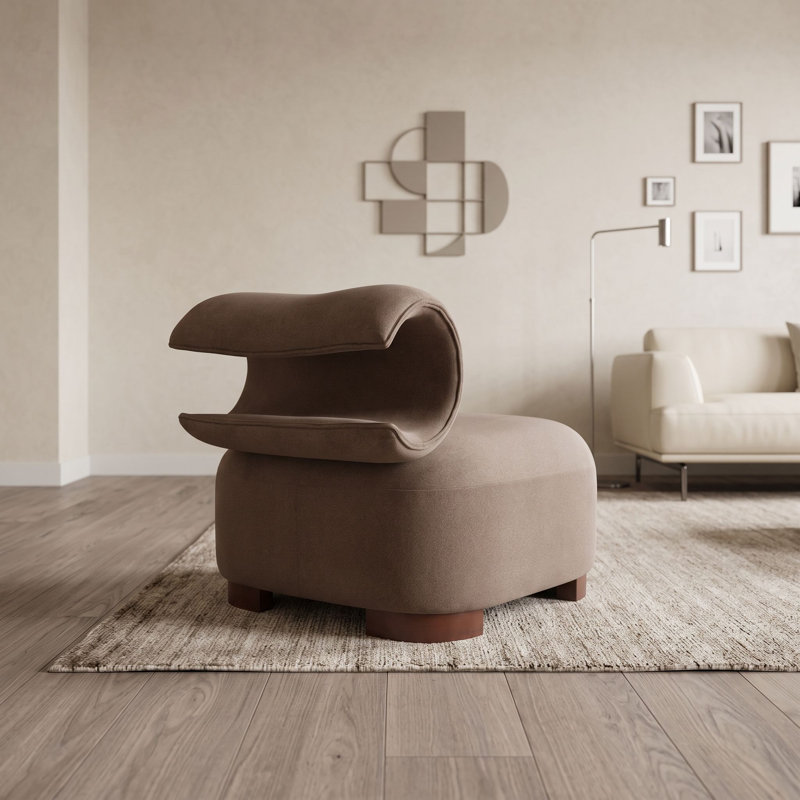 Chaise d'appoint moderne rembourrée avec dossier incurvé, base en bois massif, chaise d'appoint en polyester adaptée aux animaux de compagnie