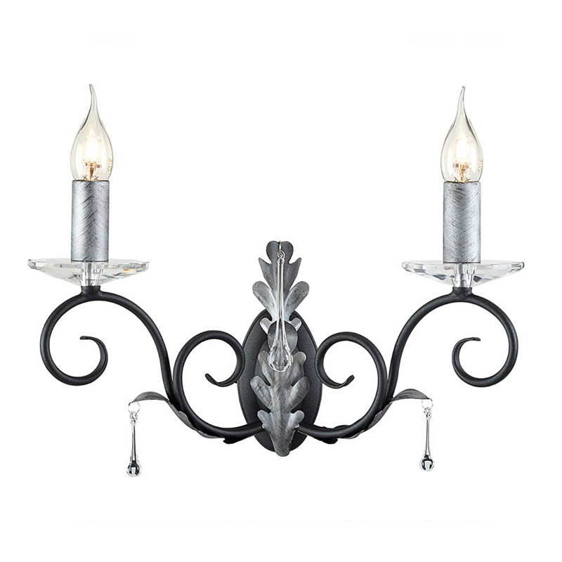 Barcroft Candle Wall Light, Black/Silver