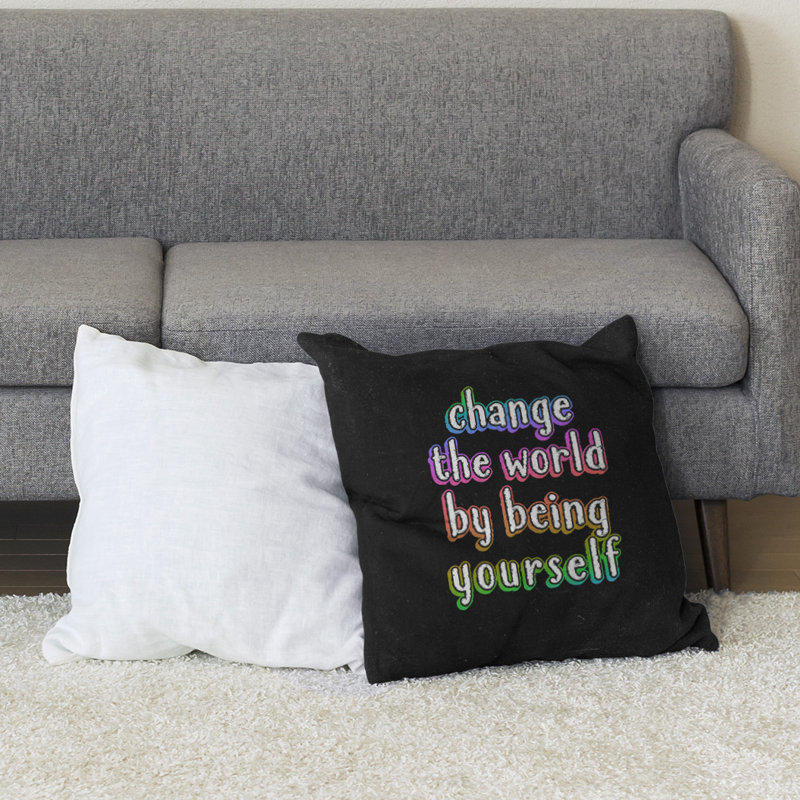 Change the World Floor Pillow, 40" H x 40" W, Rainbow