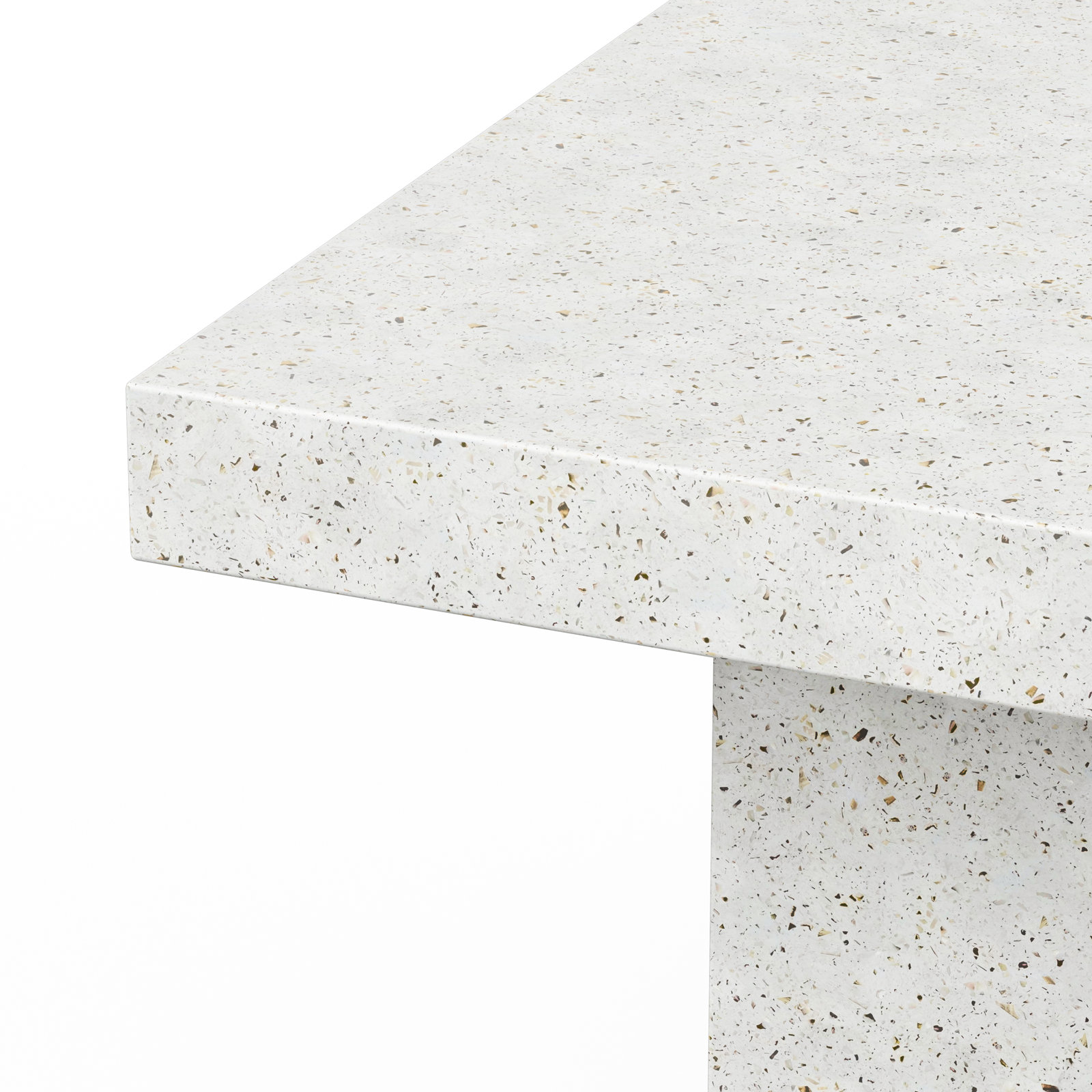 Kareen Dining Table, Counter Table (36.25" Height), 70.75" L x 35.5" W, Ivory Terrazo