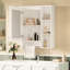 Armoire de salle de bain murale moderne de 24 pouces avec tablette réglable, barre de tour et miroir haute définition, construction en bois massif peint blanc-142111828