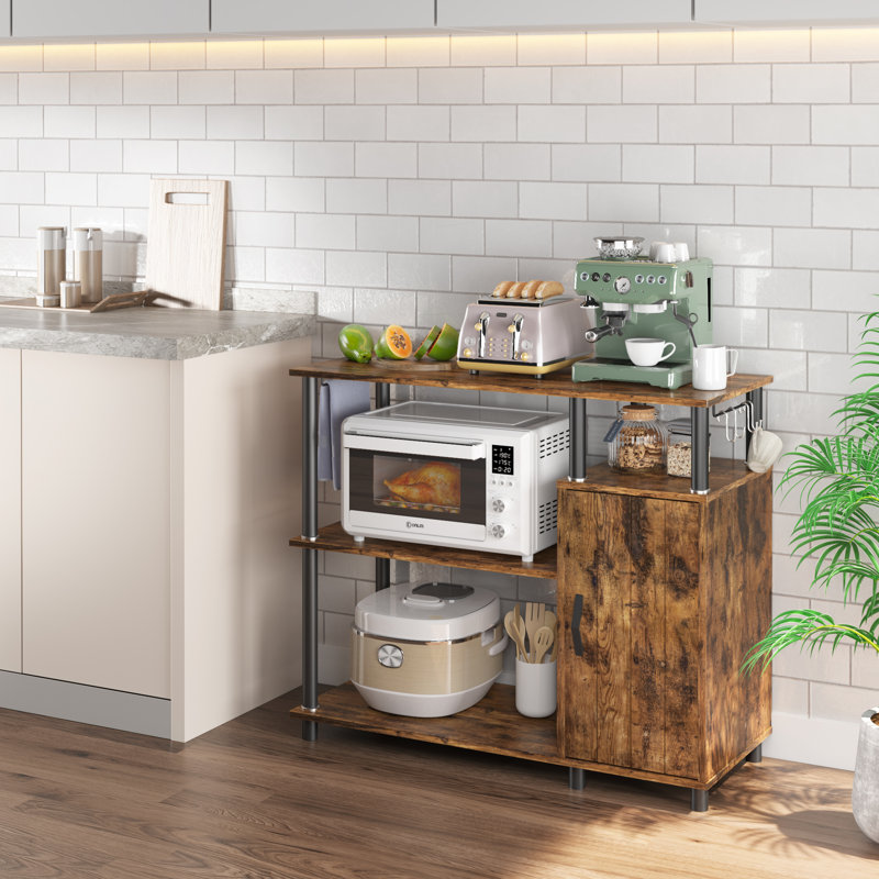 Étagère de boulanger standard Auxvasse 35,4 po avec micro-ondes, Brun rustique