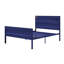 Mobilier de chambre à coucher: lit en métal bleu avec une touche de plateforme de style industriel moderne