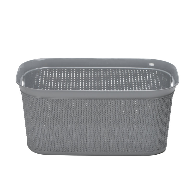 Plastic Laundry Basket with Handles, Grey
