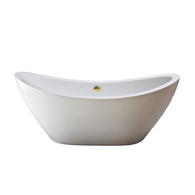 The Seneca 65 in. Double Slipper Freestanding Acrylic Tub without Faucet Holes and Integrated Waste and Overflow Drain by Strom Living