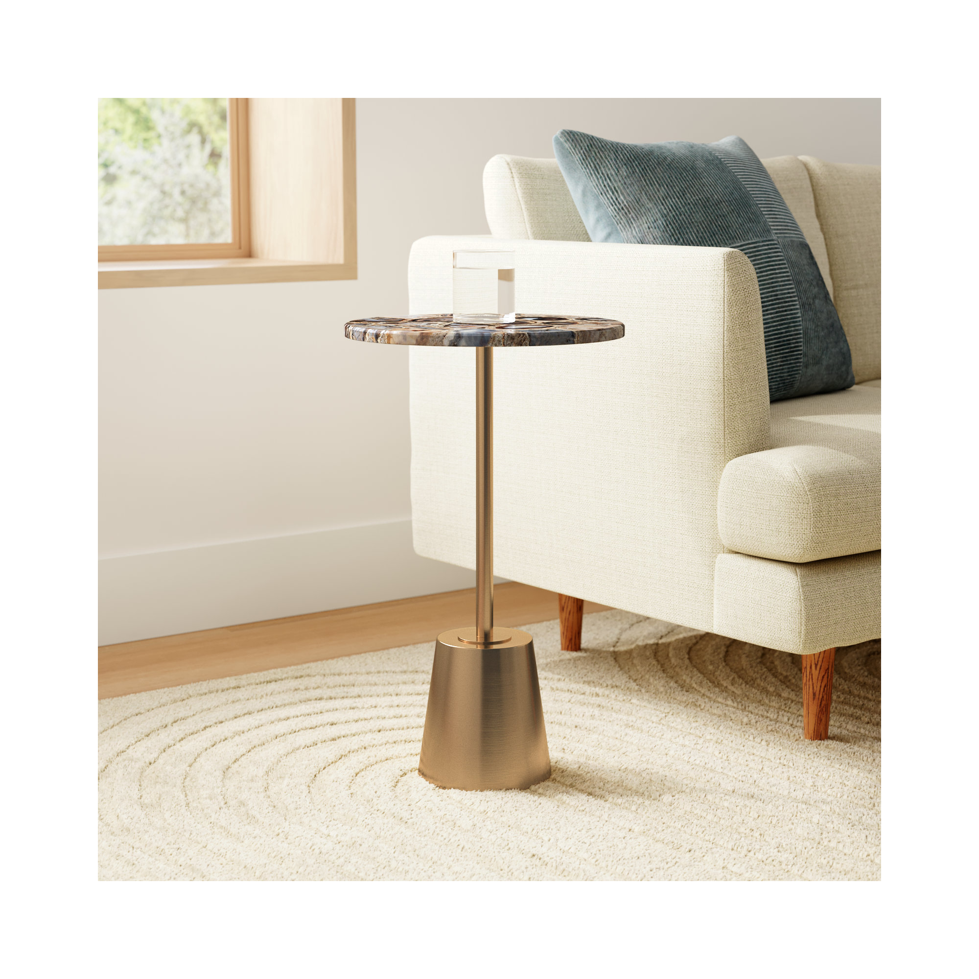 Cemil End Table, Gold, 23.25" H x 14" W x 14" D, Black