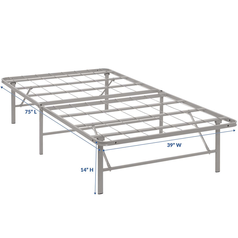 Horizon Twin Gray Stainless Steel Metal Bed Frame with Slats