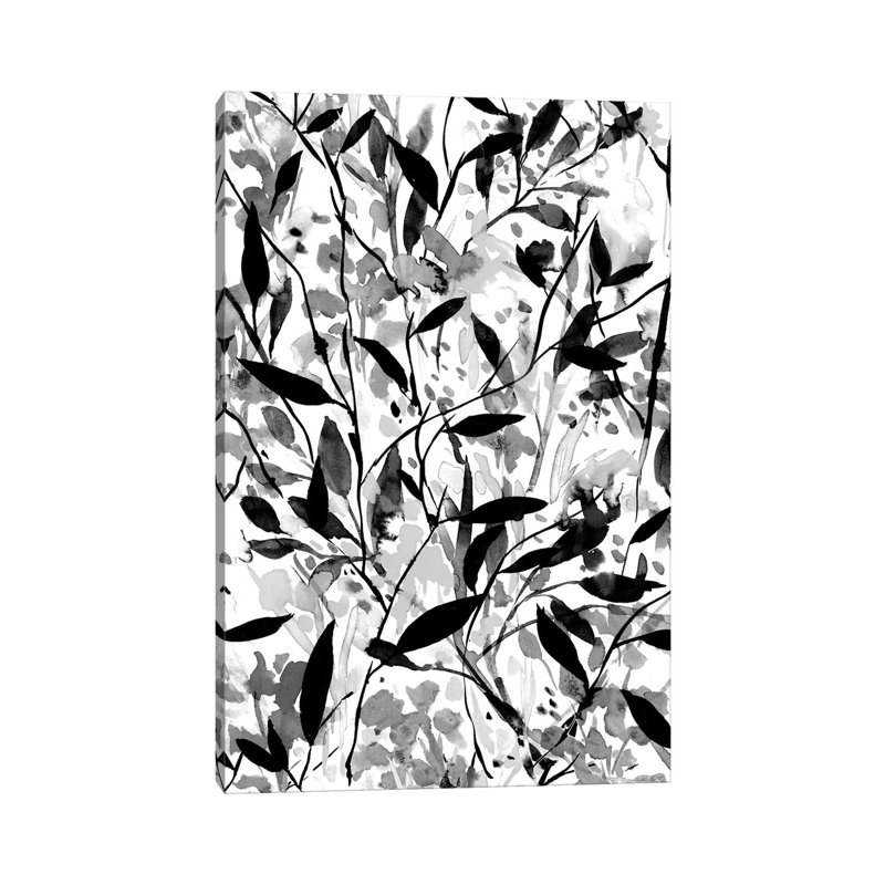 «Wandering Wildflowers» en noir et blanc - impression sur toile tendue, H 40 po x l 26 po x P 1,5 po