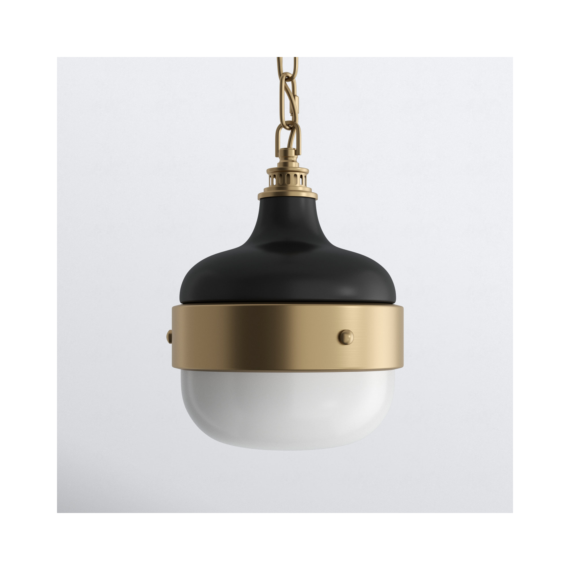 Tulane Glass Dimmable Pendant, 10.875" H x 8" W x 8"D, Dark Antique Brass / Matte Black